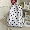 Mochila pequena com estampa de bolinhas cinza-prata estilo francês, gentil e doce, adequada para meninas e estudantes, perfeita para passeios de férias e criar uma atmosfera aconchegante