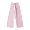 Pantalones Rectos de Pierna Ancha Doble Cintura Engrosados Forrados de Polar Estilo Americano 2025 Otoño e Invierno Nuevos Pantalones Deportivos Casuales con Cordón