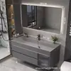 Nuevo Modelo Gabinete de Baño con Lavabo Extra Grande Integrado, Tocador de Baño, Lavabo, Juego de Gabinete con Lavabo de Placa de Roca para Baño