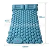 Colchão Inflável de Pressão Manual Rápida Estilo Acampamento ao Ar Livre Colchão Individual e Duplo Equipamento Portátil Estilo Acampamento Colchão à Prova de Umidade com Travesseiro