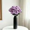 Ramo de rosas artificiales de nueve puntas para decoración del hogar en la sala de estar, arreglo de flores artificiales para bodas y celebraciones, rosas rojas, admite envío directo