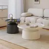 Mesa de centro moderna de color crema, lujo ligero, con bloques de color para sala de estar, adecuada para apartamentos pequeños, alto atractivo estético, versátil, mesa anidada estilo bandeja de moda