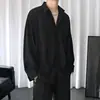 Camisa Preta Masculina Manga Longa Estilo Coreano Tendência Bonita Jaqueta Masculina Dk Casual de Verão Roupa Masculina com Camisa Branca