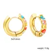 Brincos Redondos Coloridos com Cravação de Diamantes de Luxo Leve de Alta Qualidade Estilo Europeu e Americano, Brincos Modernos e Elegantes de Aço Inoxidável Banhado a Ouro 18K para Mulheres