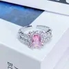 Anillo Abierto Exquisito Súper Brillante de Circonita Dulce y Lujoso Estilo Ins Nicho Gama Alta Apilable Anillo de Piedras Preciosas Coloridas para Mujeres