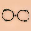 Pulsera Magnética de Hebilla Negra y Blanca en Forma de Corazón, Cuerda de Milán Trenzada, Pulsera Ajustable para Pareja o Mejor Amiga, Moda y Tendencia
