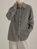 Camisas a cuadros para primavera y otoño para hombres y mujeres, camisas casuales holgadas de manga larga con cuello, prendas de abrigo de moda estilo coreano