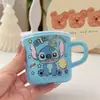 Taza de Agua Infantil de Dibujos Animados Japoneses Taza Pequeña Macarrón Taza de Leche Taza para Beber para Bebé con Tapa Asa Taza