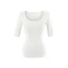 Estilo Puro Deseo Camiseta Sencilla de Manga Corta con Cuello en U Grande Verano Nueva Elegante Versátil Ajustada Top Básico de Capa Base Cubierta para Mujer