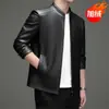 Chaqueta de Cuero para Hombre con Cuello Alto, Chaqueta de Cuero Casual para Papá, Chaqueta Abrigo de Cuero PU Engrosada con Forro Polar, Colección Otoño/Invierno 2026