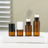 Frasco de vidro marrom com esfera roll-on de 1ml 2ml 3ml 5ml frasco de bola para caminhada frasco de perfume frasco de amostra de óleo essencial