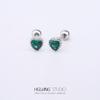 Acero titanio 316L chapado en oro cobre micro-incrustado circonio arete para cartílago de la oreja circonita verde arete para la oreja Europeo y Americano Comercio exterior transfronterizo perforación arete para cartílago de la oreja