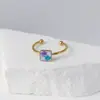 Anillo Popular Multicolor de Flores Reales Transfronterizo Amazon Acero Inoxidable Chapado en Oro Anillo de Flores Secas Joyería Manual Creativa Retro con Pegamento
