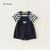 Ropa para Niños Youbao Overol para Niños Conjunto de Dos Piezas de Manga Corta Camiseta Rayada para Niños Pequeños Ropa Casual de Verano