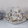Taza de edad media azul y flor Taza de café platillo juego Cerámica Retro estilo Europeo Exquisito Gama alta Lujo ligero Taza para el té de la tarde
