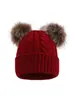 Gorro de Punto Trenzado Simple de Moda para Otoño e Invierno de Adulto, Lindo Doble Pompón, Cálido a Prueba de Viento para Exteriores, Gorro de Lana