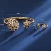 Pulsera y anillo deslumbrantes florales de circonita transfronterizos, juego de venta caliente, pulsera versátil de moda de alta gama exquisita