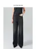 Calça Jeans Reta de Cintura Alta Preta e Cinza para Mulheres, Calça Larga Solta de Comprimento Total, Novo Estilo de Primavera, Emagrecedora, Versátil, Casual e Fashion