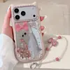 Nueva Funda de Teléfono de Orejas de Gato de Gama Alta con Lazo y Espejo Diagonal Compatible con Apple 17promax 17pro