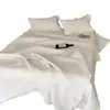 Funda de Cama Individual Doble Cara de Color Sólido Estilo Coreano, Algodón Puro Lavado a la Arena, Juego de Tres Piezas, Sábana Acolchada Engrosada de Algodón Puro, Adecuada para Todas las Estaciones