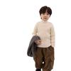 [Em estoque] Suéter infantil masculino de cor sólida com gola alta e elástico casaco de inverno infantil tricô espesso para bebês meninas