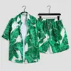 Hawaii Seaside Beach Holiday terno masculino solto plus size casal moda marca camisa de manga curta casual conjunto de duas peças