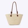 Bolsa de Papel Trançado Colorida da Moda, Bolsa de Ombro Grande para Férias Estilo Floresta Color-Blocking Retrô, Bolsa Tote Trançada