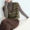 Chaleco Suéter de Rayas Retro con Cuello en V Tejido para Mujer Otoño e Invierno 2025 Nuevo Suéter Chaleco Pequeño en Capas