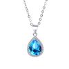 Colar de prata esterlina S925, novo pingente de gota d'água azul marinho, joias com pingente coreano da moda, atacado