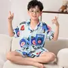 Ropa para Niños Pijamas para Niños Conjunto de Manga Corta de Seda de Hielo Ropa de Casa Estilo Delgado de Verano 2026 Ropa de Verano con Aire Acondicionado para Niños Mayores