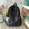 Mochila nueva estilo coreano ins de alta apariencia, fresca, dulce y relajada, con estampado de estrellas, para estudiantes de secundaria y preparatoria, bolsa ligera de doble hombro