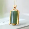 Colar clavícula em prata esterlina banhado a ouro com incrustação de jade fumaça Jade Roxo estilo étnico retrô versátil pingente de colar feminino elegante