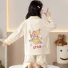 Pijama Novo para Meninas 2026, Algodão Puro, Estilo Primavera e Outono, Roupa de Casa Infantil para Meninas, Conjunto Doce de Manga Longa, Pode Ser Usado Fora