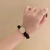 Cuerda para el pelo de estilo coreano con cara sonriente simple y goteo de aceite, cubierta de cuero retro elegante versátil, accesorio para el pelo de bola de coleta de alta elasticidad de celebridad de Internet