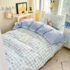 Juego de tres piezas con estampado floral estilo pastoral, 100% algodón, hipoalergénico, transpirable, adecuado para camas individuales de estudiantes universitarios, ropa de cama para todas las estaciones