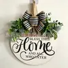 Placa de Boas-Vindas Interessante Nova para Porta da Frente, Decoração de Placa de Porta com Guirlanda, Placa de Madeira Divertida Proibindo Vendedores