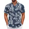 Camisa Havaiana Transfronteiriça Peça Única Masculina Praia Tamanho Grande Casual Estampada em 3D Manga Curta Camisa de Férias à Beira-Mar Tendência
