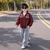 Ropa de Primavera y Otoño para Niños Chaqueta Estilo Coreano Infantil Guapo Moderna Fresca Informal Chaqueta Pequeño Travieso Fresco Ropa de Motocicleta Comercio Exterior