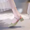 Sandalias de Tacón Grueso Versátiles y de Uso Bidireccional 2026 Nuevas Sandalias de Verano Cerradas para Mujer para Combinar con Vestidos, Zapatos de Tacón Medio para Mujer