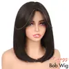 Peluca bob sintética de estilo europeo y americano transfronteriza para mujer, peluca corta lisa marrón, suministro directo del fabricante de Xuchang, dropshipping disponible