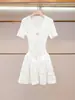 Vestido de Tricô Vazado Elegante de Verão Novo Estilo Francês com Ajuste na Cintura Emagrecedor para Mulheres