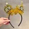Diadema de Año Nuevo Transfronteriza Nueva Tema del Día de Año Nuevo Fiesta Fiesta Happynewyear Arte Latte Accesorios para el Cabello Accesorios para Fotos