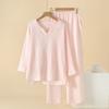 Pijama Feminino de Gaze de Algodão Estilo Japonês para Primavera e Verão Gaze de Camada Dupla Respirável Casual Conjunto para Usar em Casa Manga Três Quartos Algodão Puro
