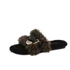Zapatillas planas de moda estilo Chanel para mujer, nueva colección otoño/invierno 2026, para interior/exterior, mullidas y cálidas, con diseño de una sola tira y forro de felpa