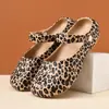 Tamancos de Ballet Estampa de Leopardo para Mulheres, Verão em Eva Floral Fofo Slip-On de Praia para Exterior Antiderrapante Sapatos Mary Jane