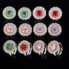 Brincos Quadrados Esmeralda Europeus e Americanos Retrô Elegantes Brincos Anel Abertura Pó de Coríndon Vermelho Diamante Conjunto Roland Mulheres