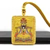 Tangka Dragon Pintado a Mano Mitad Cinco Ancianos Dios Amarillo de la Riqueza Colgante Tangka Dorado Pintado a Mano Amuleto Buda Portátil Collar Venta al por Mayor