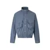 EmeOtoño Retro Ropa de Trabajo Pantalones de Bolsillo Doble Solapa Chaqueta Corta Ancha Recta de Nailon con Cuello Alto y Botones para Hombre y Mujer