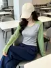 Camisa Básica Feminina Outono Novo Casual Cor Contrastante Top Interno Feminino Slim-fit Emagrecedor Doce Spice Girl Camiseta de Manga Longa