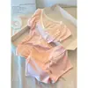 Pijama Corto Rayado Rosa Estilo Dulce y Femenino 2026 Nuevo Llegado de Verano Pantalones Cortos Se Pueden Usar Afuera Conjunto Casual para Estar en Casa